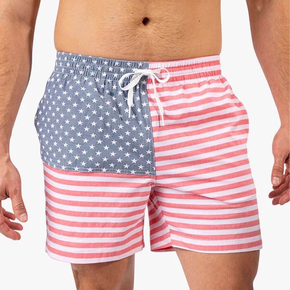 Chubbies Mens American Flag Swim Trunks Stars Stripes Red White Blue Small 5.5"